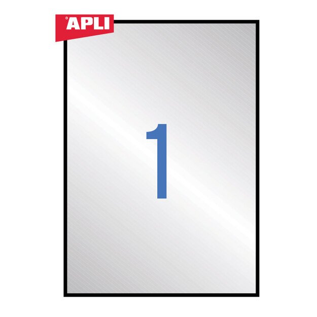Lipnios etiketės Apli, 210 x 297 mm, 1 lipdukas lape, 20 lapų, sidabrinė 1