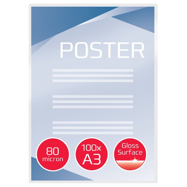 Laminavimo vokeliai GBC, A3, 303x426 mm, 80 mik., blizgūs, 100 vnt.