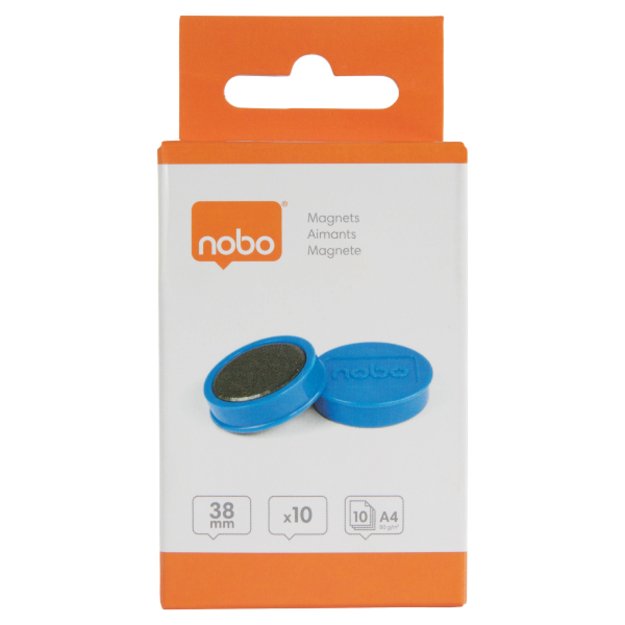 Baltosios lentos magnetai Nobo, 38mm, 10 vnt., mėlynos spalvos 10
