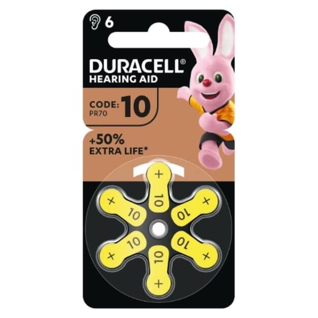 Baterijos klausos aparatui DURACELL 10 PR70, 6 vnt