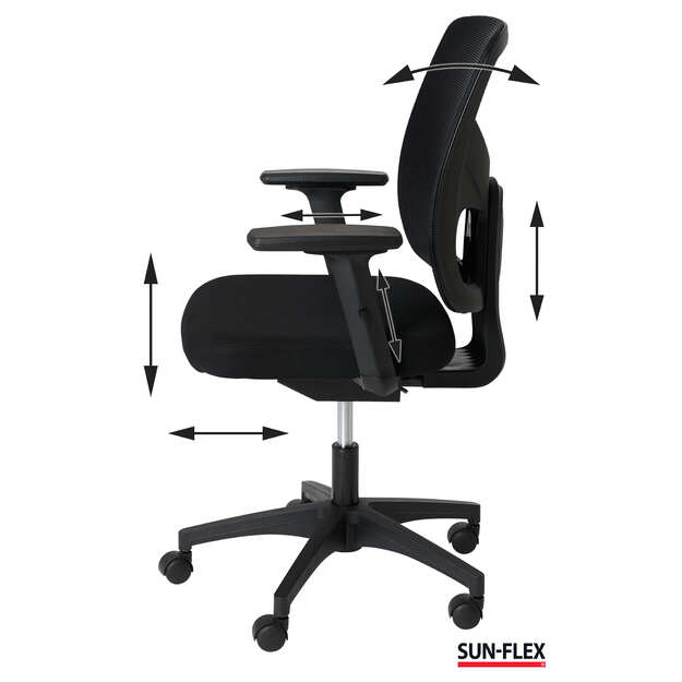 Biuro kėdė SUN-FLEX  OFFICECHAIR su tinkeliu, juoda 2