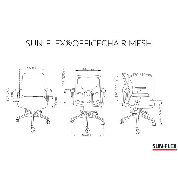Biuro kėdė SUN-FLEX  OFFICECHAIR su tinkeliu, juoda 4