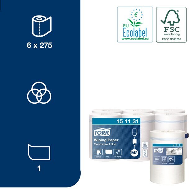 Popieriniai rank&scaron;luosčiai TORK ADVANCED M2,151131, 1sl., 21.5 cm x 275 m, balta sp. 3