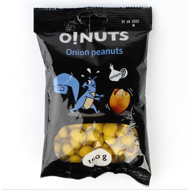 Žemės rie&scaron;utai O!NUTS, svogūnų skonio, 150 g