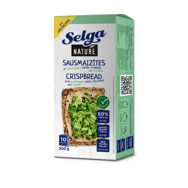 Sėklų duonos tra&scaron;kučiai SELGA, Nature, čiobrelių skonio, 200g