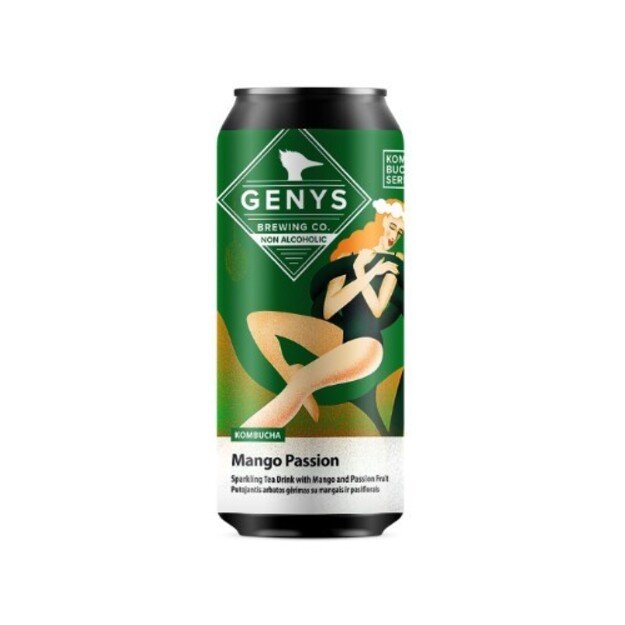 Gaivusis arbatos gėrimas KOMBUCHA GENYS, MANGO PASSION 0,44l, skardinė