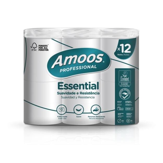 Tualetinis popierius AMOOS rulonuose su perforacija, 2 sluoksniai 17 m, 108 mm
