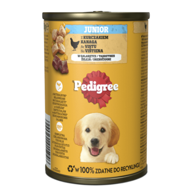 Konservuotas &scaron;unų ėdalas PEDIGREE Junior, su vi&scaron;tiena, 400 g