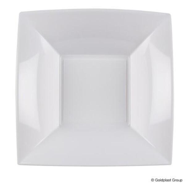 Vienkartinės gilios lėk&scaron;tės NICE,  PP, baltos, 18x18 cm, 15 vnt.