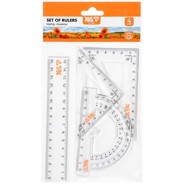 Liniuotčių rinkinys YES Orange Line 15 cm