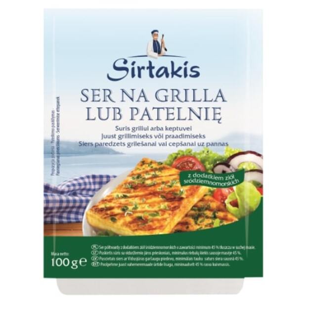 Sūris SIRTAKIS, kepimui, su žolelėmis,  45% riebumo, 100g