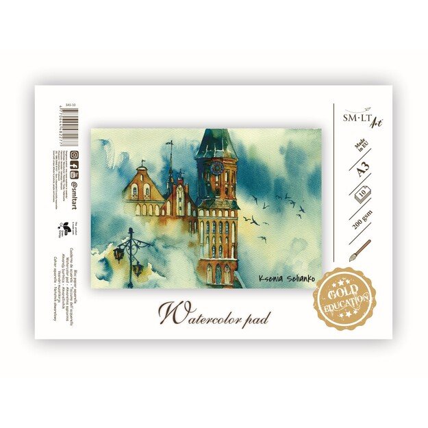 Sąsiuvinis akvarelei SMLT, A3, 10 lapų, 210 g/m² 1