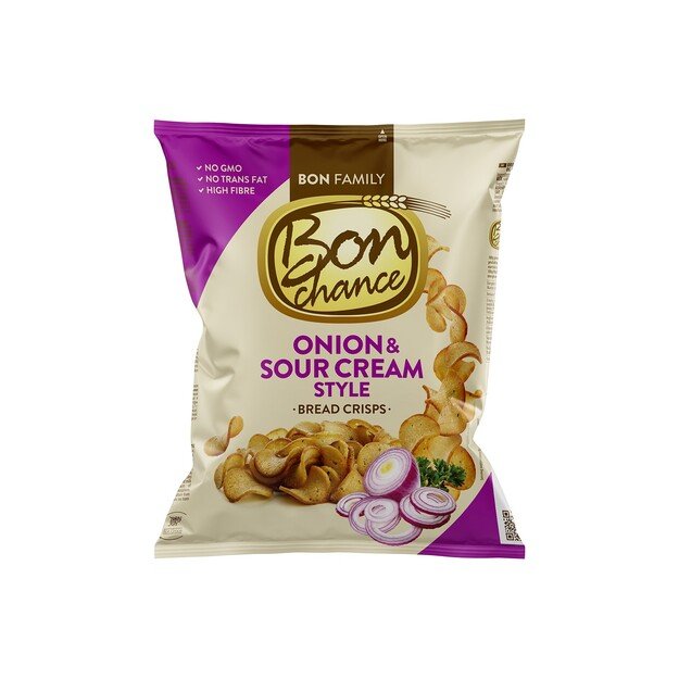 Duonos tra&scaron;kučiai BON CHANCE, su grietine ir svogūnais, 120 g