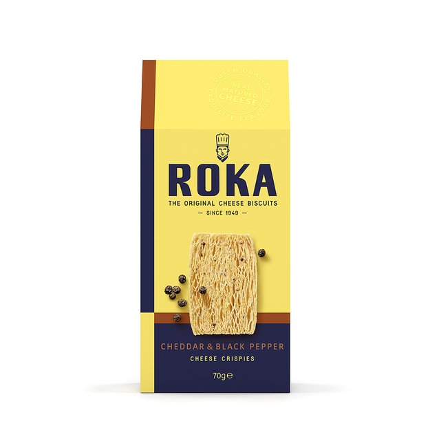 Sūrio trapučiai ROKA Cheddar, su juodaisiais pipirais, 70 g