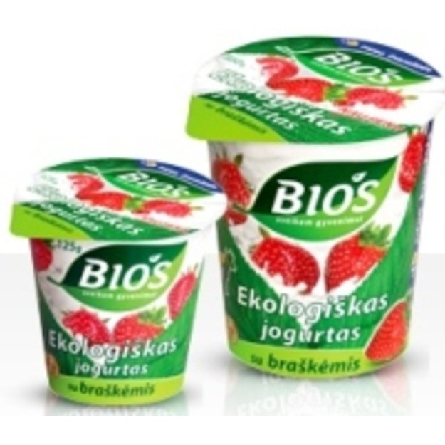 Ekologiškas jogurtas BIOS, su braškėmis, 125 g, LT-EKO-001