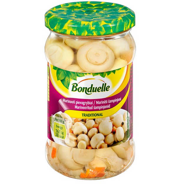Marinuoti pievagrybiai  Traditional BONDUELLE, 280 g / 165 g 1