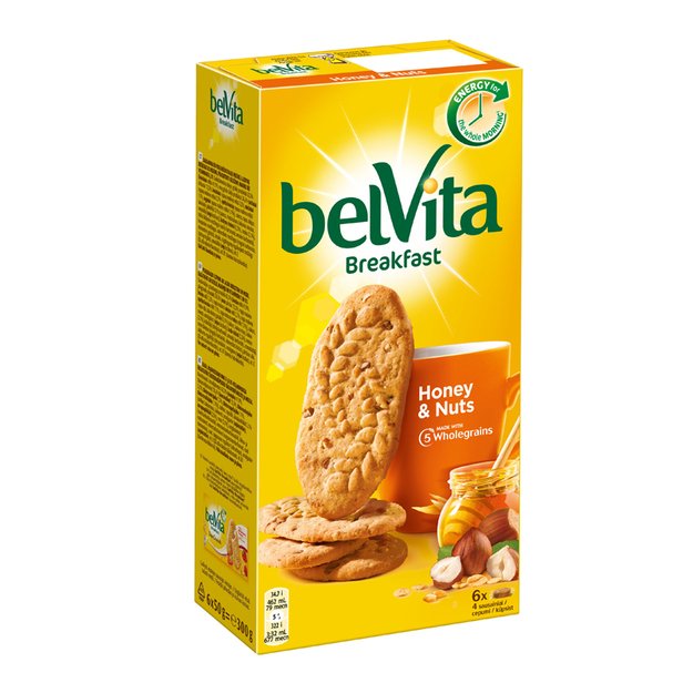 Sausainiai BELVITA, su riešutais ir medumi, 300 g