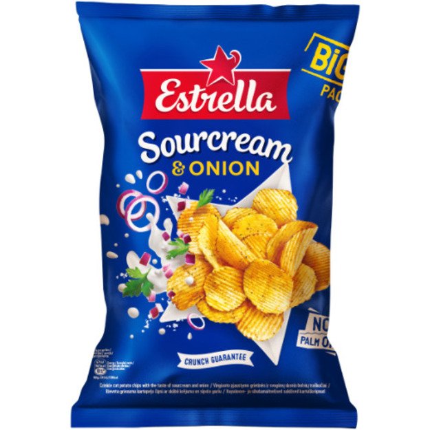 Tra&scaron;kučiai ESTRELLA, grietinės ir svogūnų skonio, 180 g 1